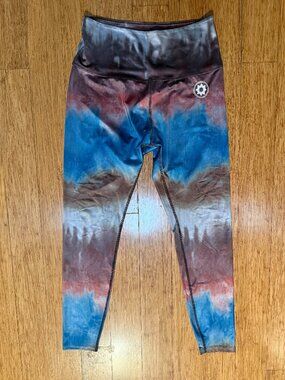 Beyond Yoga Women’s Blue & Brown Tie Dye High Waisted Leggings - Size XL